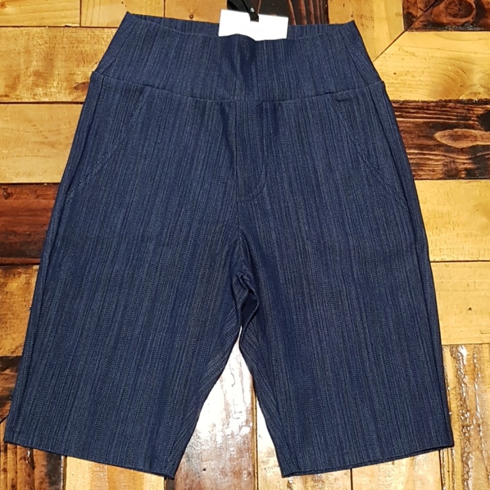 Dark denim trouser shorts